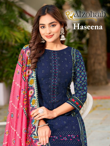 Haseena By Alzohaib Cotton Dupatta Pakistani Salwar Suits Suppliers In India